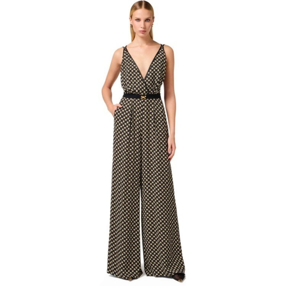 Elisabetta Franchi Nero Burro Patterned Jumpsuit - NWT - Picture 2 of 6